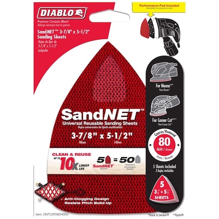 SandNet 5-1/2 In. L X 3-7/8 In. W Ceramic Blend 80 Grit Coarse Sanding Pad